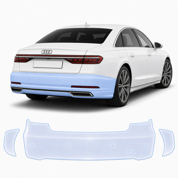 Антигравийная защитная бронепленка по лекалам для Audi A8 D5 2017-2021 - задний бампер
