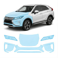Антигравийная защитная бронепленка по лекалам для Mitsubishi Eclipse Cross I 2017-2021 - передняя часть авто (капот бампер фары крылья)