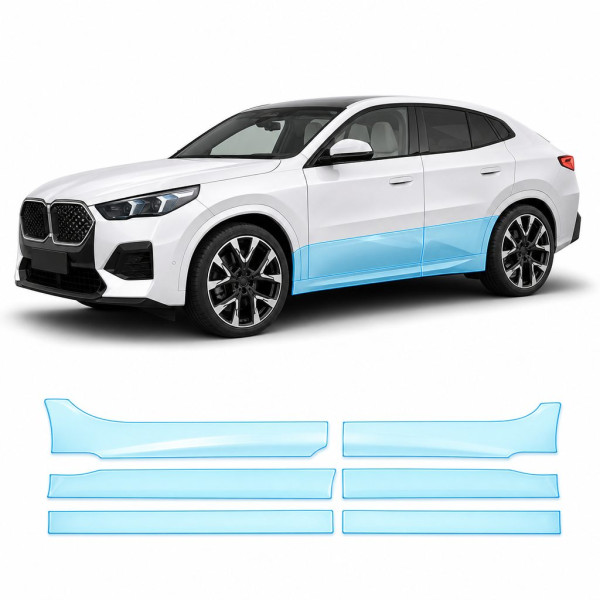 Антигравийная защитная бронепленка по лекалам для BMW iX2 U10 2023- нижняя зона кузова пороги