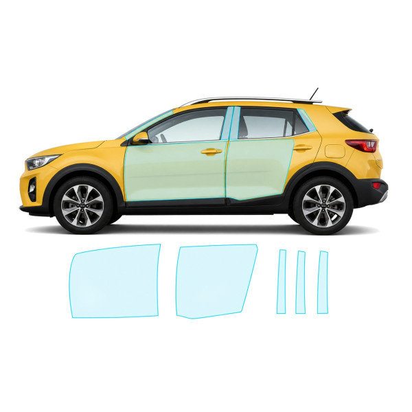 Антигравийная защитная бронепленка по лекалам для Kia Stonic YB 2017- зоны дверей и стойки окон