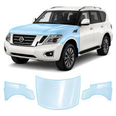 Антигравийная защитная бронепленка по лекалам для Nissan Patrol Y62 facelift 2 2019- капот и передние крылья