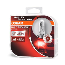 Автолампа галогенна Osram Night Breaker Silver +100% H4 12V 60/55W 2 шт (64193 NBS-ВОХ)
