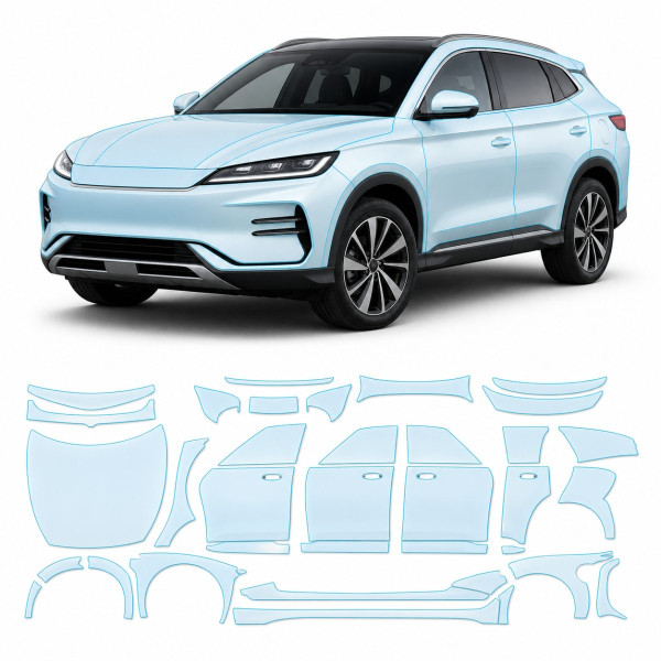Антигравийная защитная бронепленка по лекалам для BYD Song Plus I facelift 2023- полный кузов