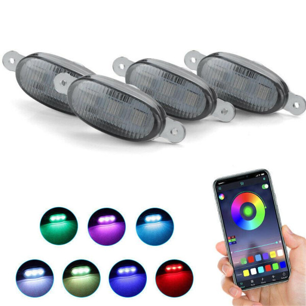 LED Габарити Світлодіодні 12В 37x17 мм Решітка Радіатора RGB 4 шт (Різний Колір)