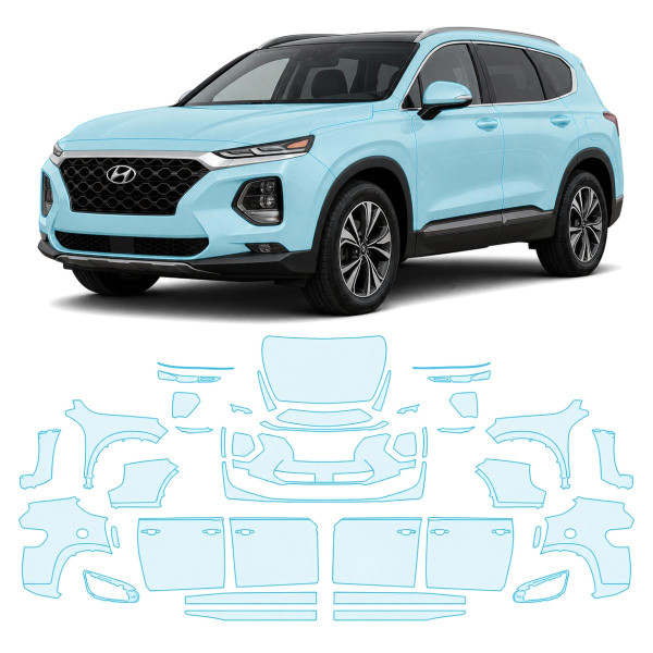 Антигравийная защитная бронепленка по лекалам для Hyundai Santa Fe TM 2018-2020 - полный кузов