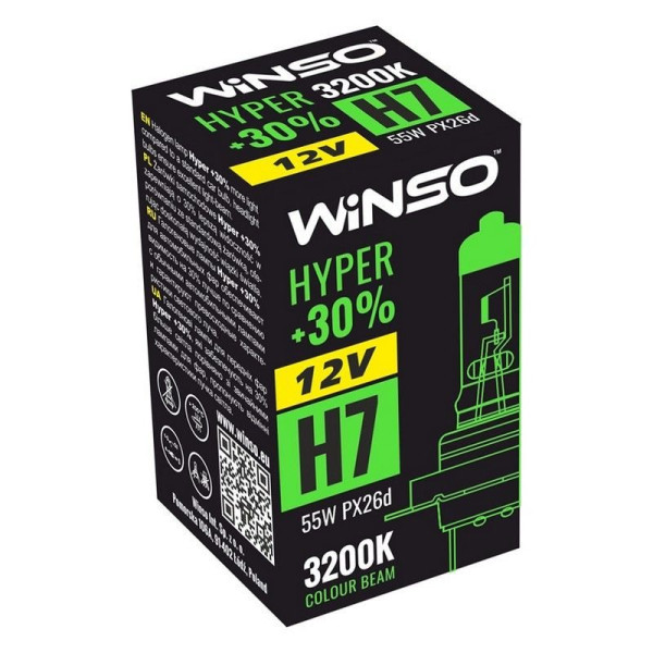 Автолампа галогенна Winso Hyper + 30% / H7 / 55W / 12V / 1 шт (712700)