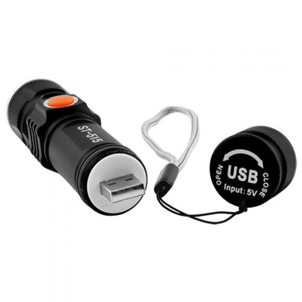 Ліхтар ручний POLICE 515-T6 ЗУ USB вбудований акумулятор ремінець zoom