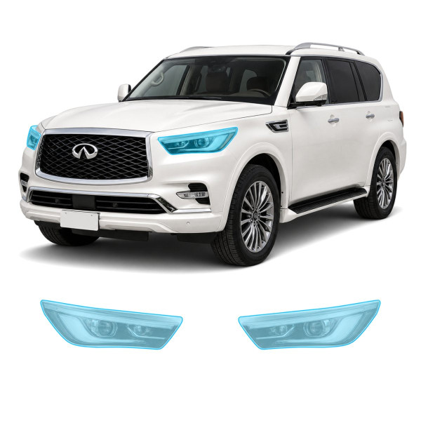 Антигравійна захисна бронеплівка за лекалами для Infiniti QX80 Z62 facelift 2018-2024 - оптика (фари та ПТФ)