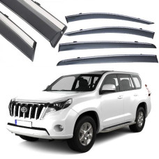 Дефлекторы окон ветровики Benke для Toyota Prado 150 / Lexus GX460 10-18 Хром Молдинг Нержавейка 3D (BTYPD1023-W/S)