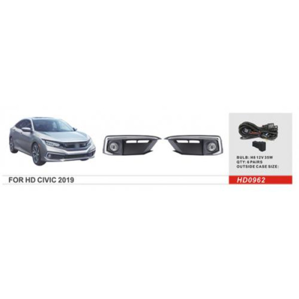 Противотуманные фары для Honda Civic 5D 2019- H8 12V 35W с проводкой Комплект (HD-0962)