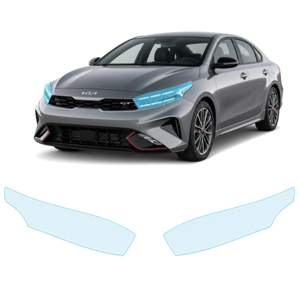 Антигравийная защитная бронепленка по лекалам для Kia Cerato/Forte BD facelift 2022-2024 - оптика (фары и ПТФ)