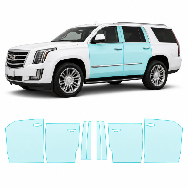 Антигравійна захисна бронеплівка за лекалами для Cadillac Escalade IV 2015-2020 - зони дверей і стійки вікон