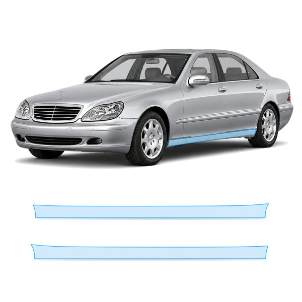 Антигравийная защитная бронепленка по лекалам для Mercedes-Benz S-Class W220 facelift 2002-2005 - нижняя зона кузова пороги