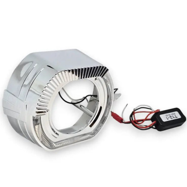 LED Маска Ангельські очі 3" D76 мм 12V 6000K BMW Білий Світло Хром Sport-L 2 шт