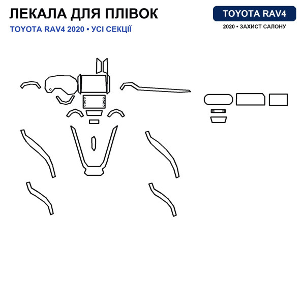 Набор Пленок защитных для салона Toyota RAV4 V (XA50) 2018-2025 TPH (Кансоли Дисплея Ручек) Тип 3