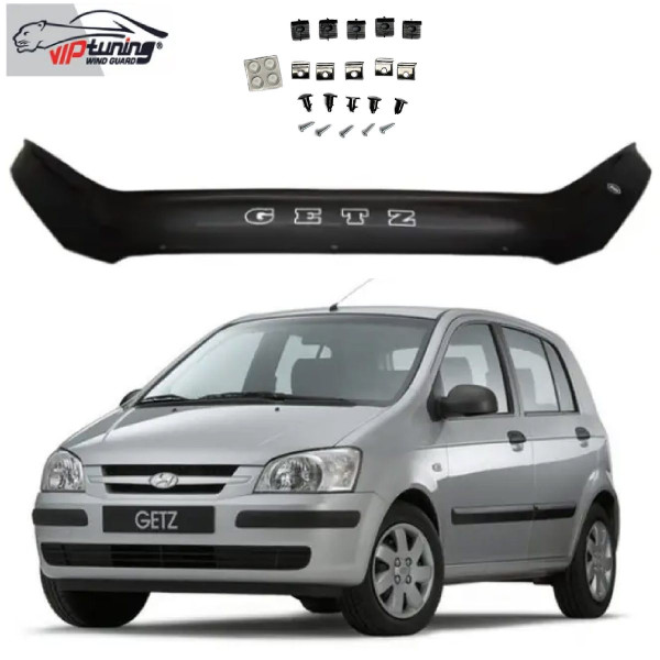 Дефлектор капоту мухобійка для Hyundai Gets 2002- 2005 Євро Кріплення (Vip Tuning) HYD05