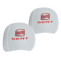 Чохли для підголівників Універсальні Seat Білі Кольоровий логотип 2 шт