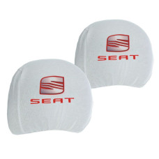 Чохли для підголівників Універсальні Seat Білі Кольоровий логотип 2 шт