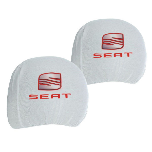 Чохли для підголівників Універсальні Seat Білі Кольоровий логотип 2 шт