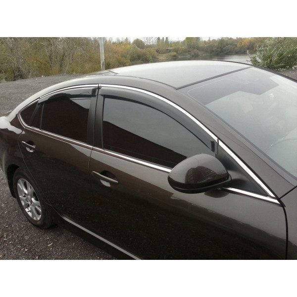 Дефлектори вікон вітровики для Mazda 6 2007-2012 Sedan Хром молдинг
