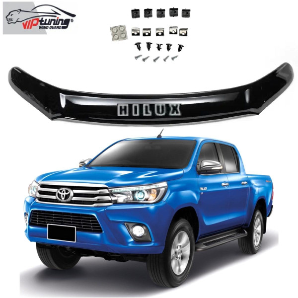 Дефлектор капоту мухобійка для Toyota Hilux 2015-2018 S-крепл Євро Кріплення (Vip Tuning)