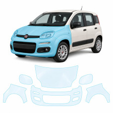 Антигравийная защитная бронепленка по лекалам для Fiat Panda III 2011-2024 - передняя часть авто (капот бампер фары крылья)