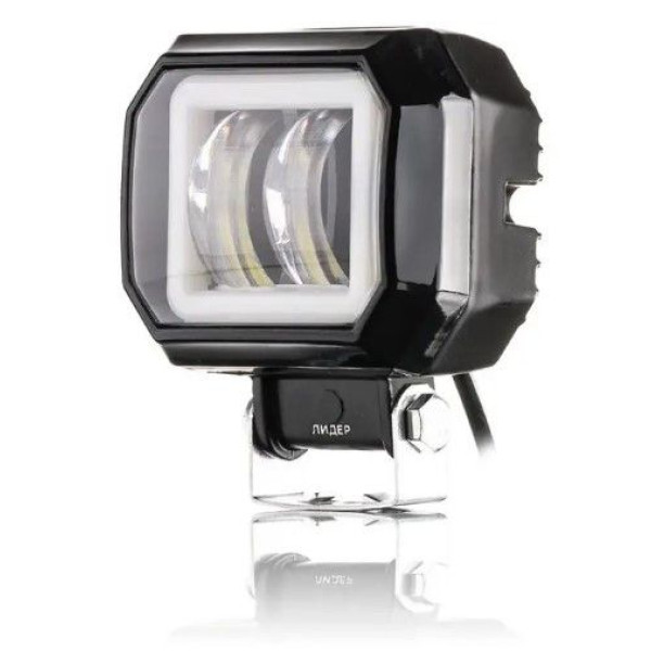 Фары дополнительные LED 20W (10W*2) 95x73x60 mm / Линза с ДХО 10-30V Ближний свет / Красный Обод 1 шт (F20R)