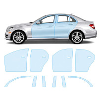 Антигравийная защитная бронепленка по лекалам для Mercedes-Benz C-Class W204 facelift 2011-2014 - зоны дверей и стойки окон