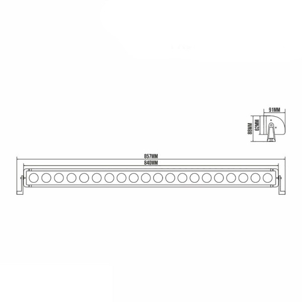 Фара-LED Балка 760*91*62mm 180W (10W*18) 10-30V Ближний/Flood BELAUTO (BOL1810LF) (1шт) IP69