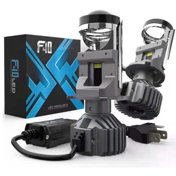 LED лампы автомобильные F40 H4 140W 16000lm 6000K (Линзованные D40 мм С Обманкой Canbus)