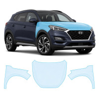 Антигравийная защитная бронепленка по лекалам для Hyundai Tucson TL facelift 2019-2020 - капот и передние крылья