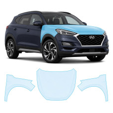 Антигравийная защитная бронепленка по лекалам для Hyundai Tucson TL facelift 2019-2020 - капот и передние крылья