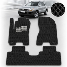 Коврики в салон EVA для Kia Sportage II МКП 2004-2010 с подпятником Черные-Чорный кант 5 шт