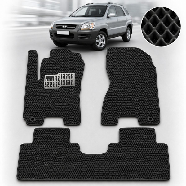 Килимки у салон EVA для Kia Sportage II МКП 2004-2010 з підп'ятником Чорні 5 шт