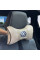 Подушка на підголівник з логотипом Volkswagen Екошкіра 3D Кольоровий лого Бежева-Коричневий кант 1 шт