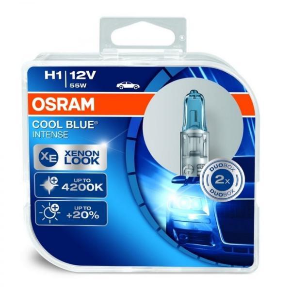 Автолампа галогенна Osram Cool Blue +20% 12V H1 55W 4200K 2 шт (64150 CBI-BOX)