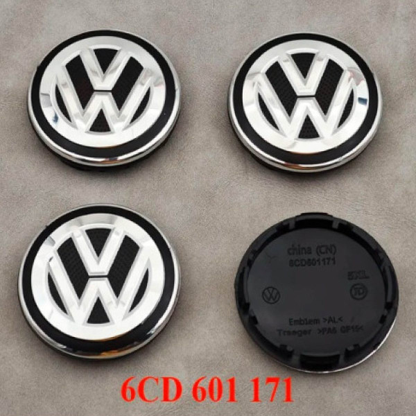 Ковпачки заглушки на литі диски Volkswagen 56/52 мм Чорні 1 шт (6CD601171)