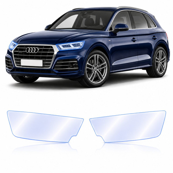 Антигравийная защитная бронепленка по лекалам для Audi Q5 FY 2017-2020 - оптика (фары и ПТФ)
