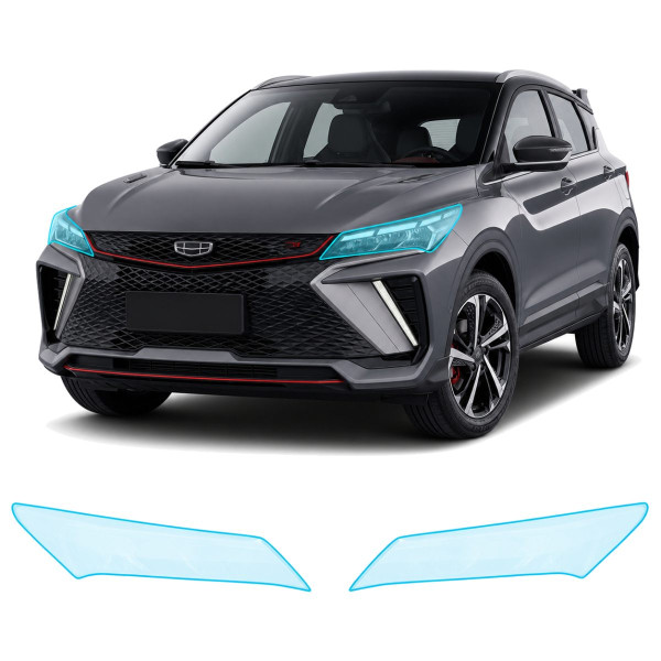 Антигравийная защитная бронепленка по лекалам для Geely Coolray I facelift 2022- оптика (фары и ПТФ)