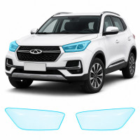 Антигравийная защитная бронепленка по лекалам для Chery Tiggo 3 II facelift 2020- оптика (фары и ПТФ)