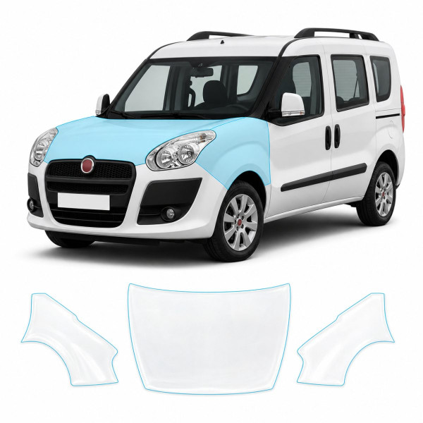 Антигравійна захисна бронеплівка за лекалами для Fiat Doblo II 2010-2022 - капот і передні крила