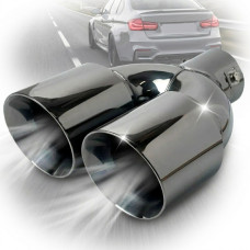 Насадка на глушитель двойная Vitol 250 x 2-89 x 64 мм Темный Хром (НГ-0260-BK)