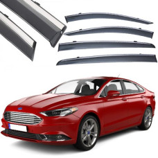 Дефлектори вікон вітровики Benke для Ford Mondeo / Fusion 2013- Хром Молдинг Нержавіюча сталь 3D (BFDMD1323-W/S)