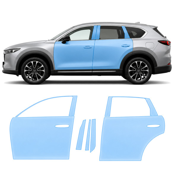 Антигравийная защитная бронепленка по лекалам для Mazda CX-5 III 2025- зоны дверей и стойки окон