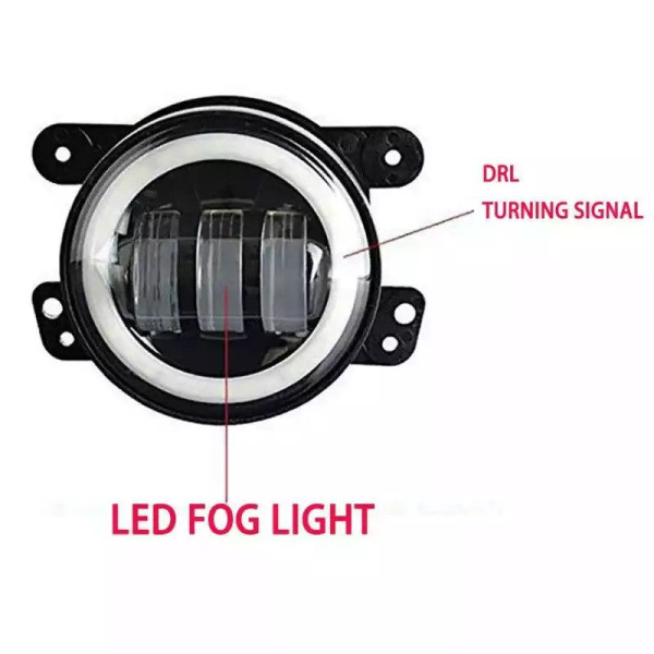 Протитуманні LED Фари круглі / Лінза з ДХО та поворотом / D87мм / 10-30V / 15W / 7000K / 2 шт