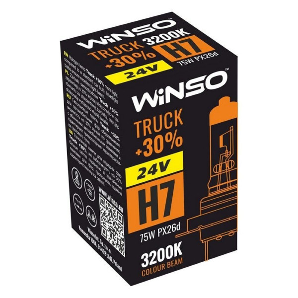 Автолампа галогенная Winso Truck + 30% / H7 / 75W / 24V / 1 шт (724700)