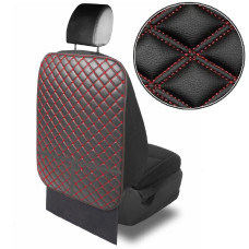 Защитный чехол на спинку переднего сиденья от детских ног Pigi XL 65 х45 см с карманами Черная-Красная нить (Rombus)