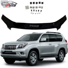 Дефлектор капота мухобойка для Toyota Land Cruiser Pradо 150 2009-2013 Евро Крепление (Vip Tuning)