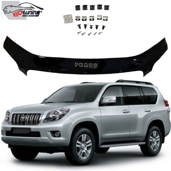 Дефлектор капоту мухобійка для Toyota Land Cruiser Pradо 150 2009-2013 Євро Кріплення (Vip Tuning)