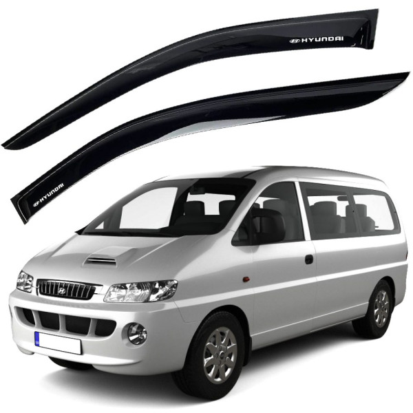 Дефлектори вікон вітровики Hyundai H1 1997- 2007 Накладні Voron Glass